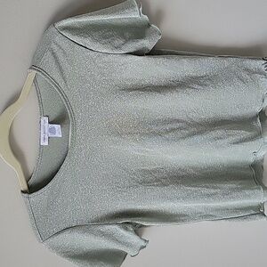 Urban Outfitters Womens Large Crop Top‎ Green Shimmer Silver metallic sparkle